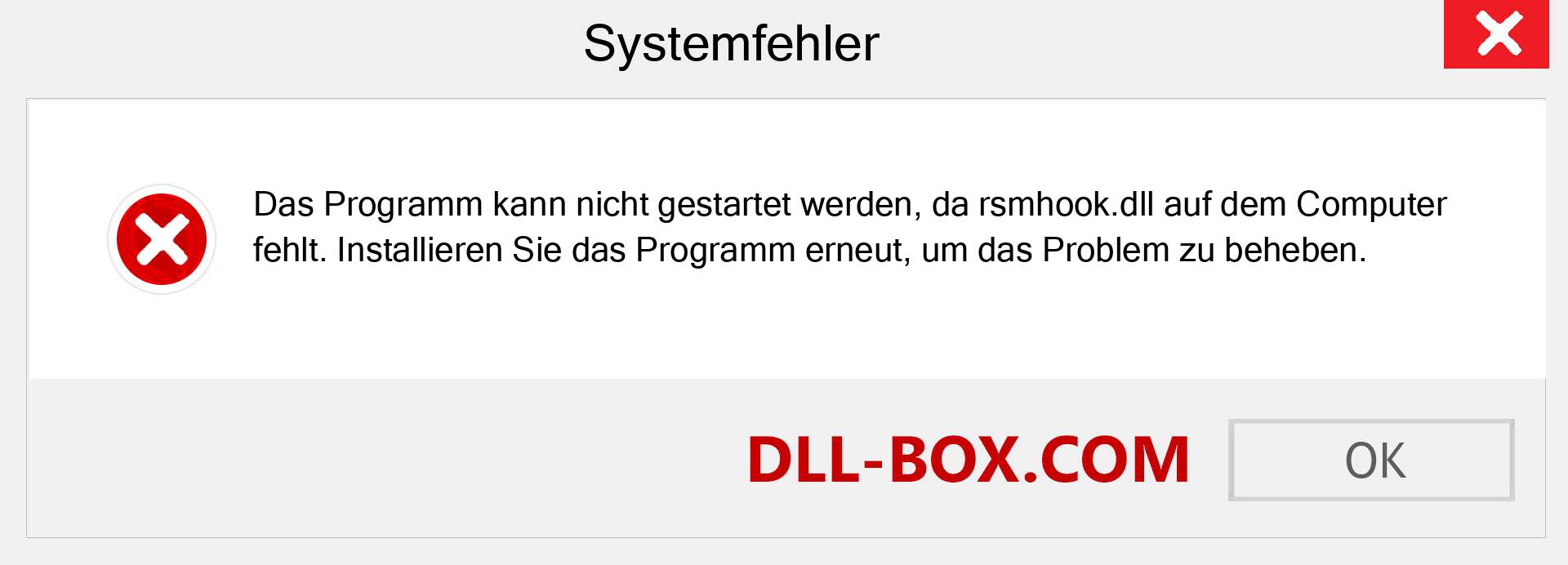 rsmhook.dll-Datei fehlt?. Download für Windows 7, 8, 10 - Fix rsmhook dll Missing Error unter Windows, Fotos, Bildern