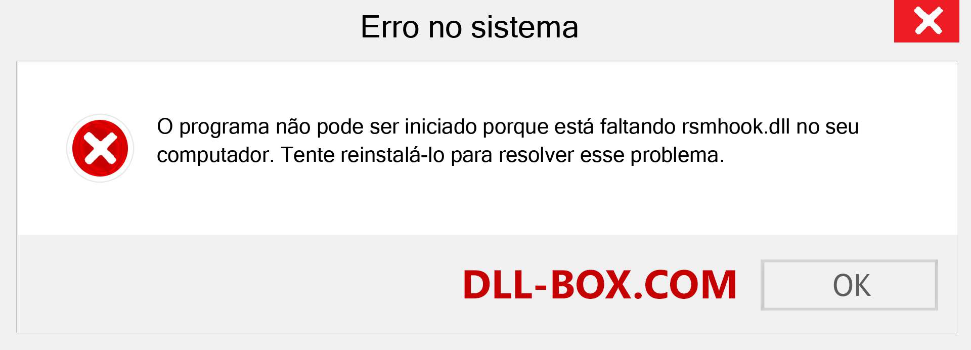 Arquivo rsmhook.dll ausente ?. Download para Windows 7, 8, 10 - Correção de erro ausente rsmhook dll no Windows, fotos, imagens