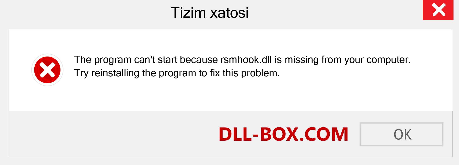 rsmhook.dll fayli yo'qolganmi?. Windows 7, 8, 10 uchun yuklab olish - Windowsda rsmhook dll etishmayotgan xatoni tuzating, rasmlar, rasmlar